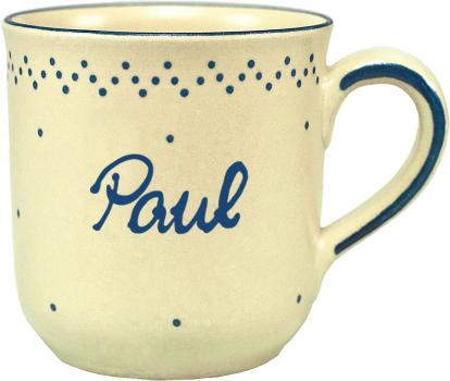 Namensbecher mit Schrift (1 Zeile) matt hell 1 Punkt