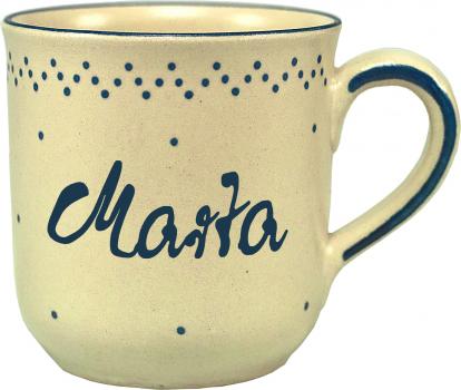 Namensbecher mit Schrift (1 Zeile) matt hell 1 Punkt