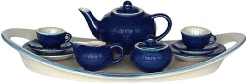 Puppenservice glänzend blau