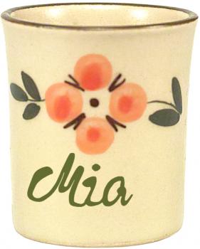 Schnaps-/Eierbecher mit Schrift (1 Zeile) Wilde Rose