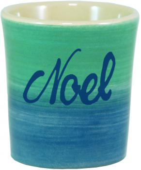 Schnaps-Eierbecher mit Schrift (1 Zeile) Aqua