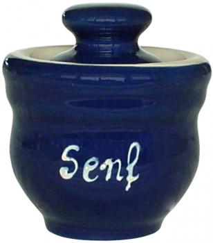 Senftopf glänzend blau