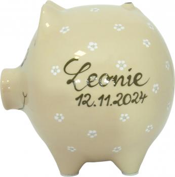 Sparschwein groß mit Schrift (2 Zeilen) blau 1 Punkt - Kopie