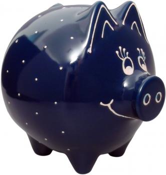 Sparschwein groß mit Schrift (1 Zeile) blau 1 Punkt - Kopie