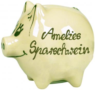 Sparschwein mittel mit Schrift (2 Zeilen)
