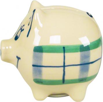 Sparschwein klein karo grün-blau