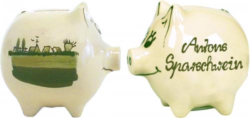 Sparschwein mittel mit Schrift (2 Zeilen)