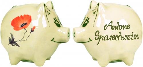 Sparschwein mittel mit Schrift (2 Zeilen)