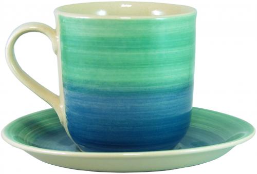 Kaffeebecher mit Schrift (2 Zeilen) Aqua