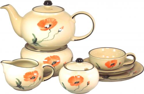 Teeservice 15-teilig Mohn