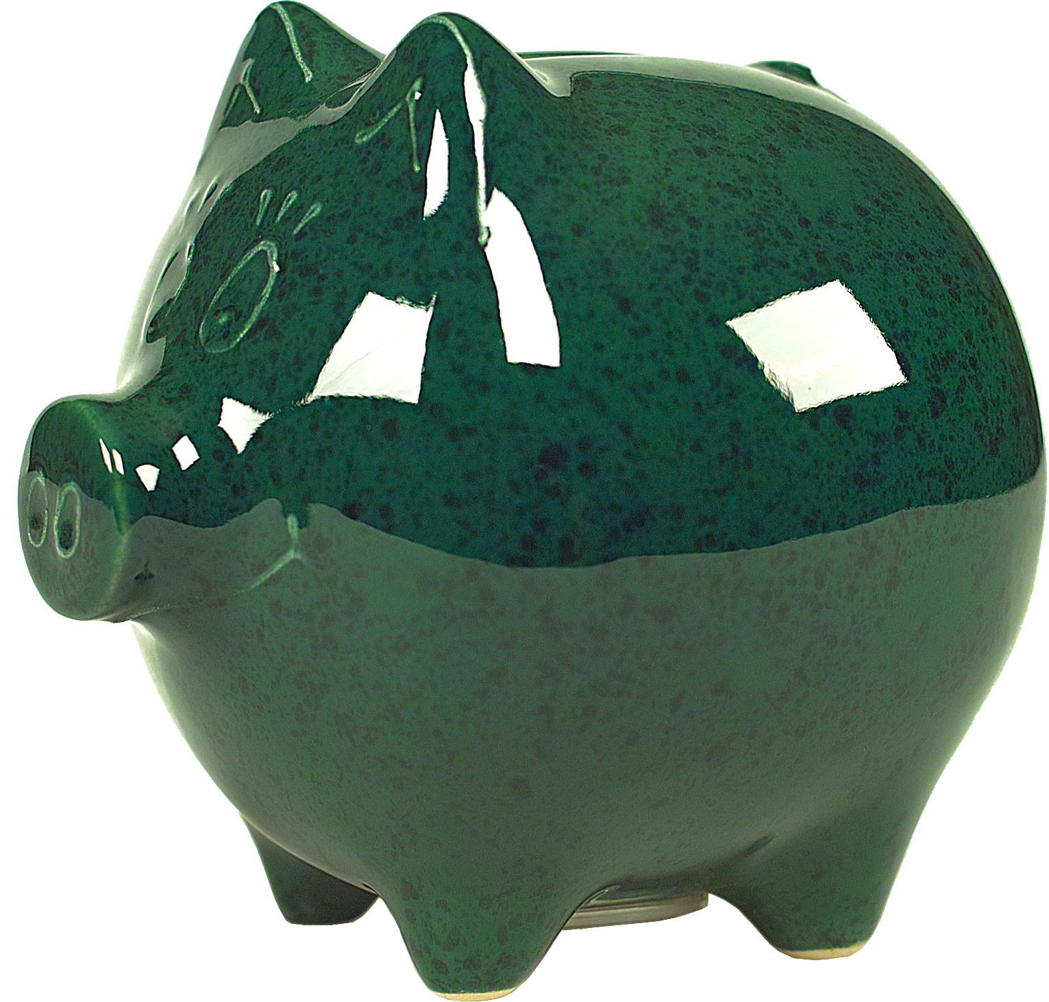Sparschwein groß grün Sprenkel