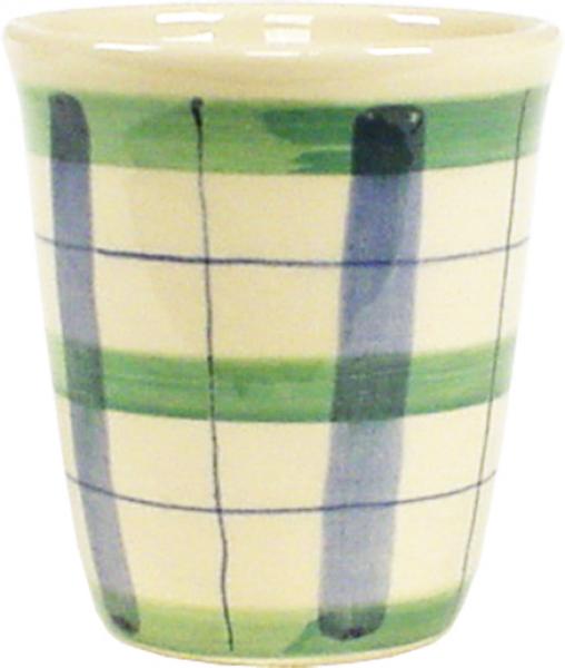 Becher Bacchus mit Schrift (1 Zeile) karo grün-blau