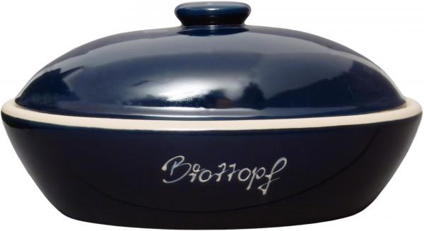 Brottopf klein mit Schrift (1 Zeile) glänzend blau