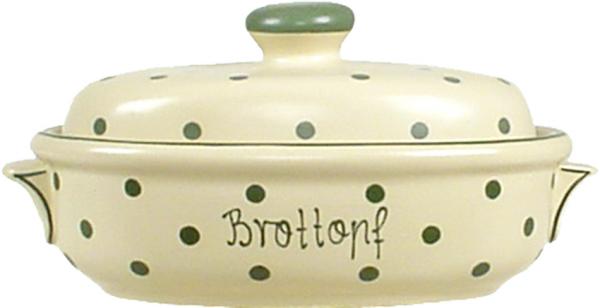 Brottopf klein mit Schrift karo grün-blau
