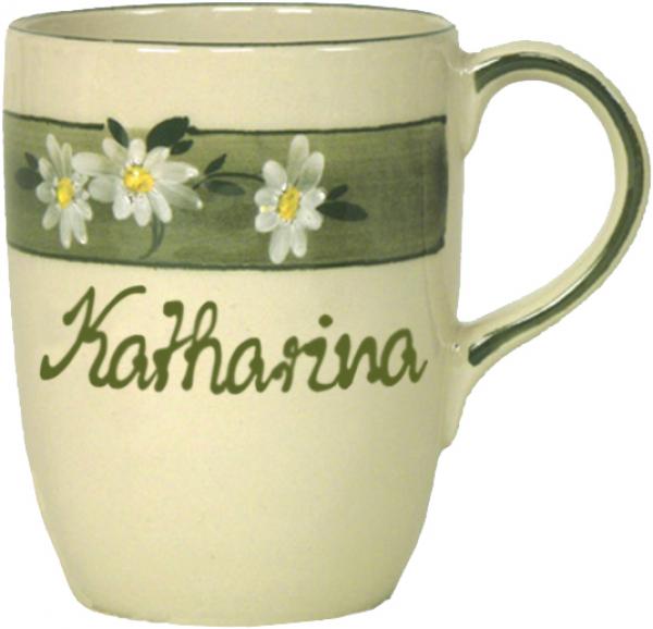 Cappuccino mit Schrift (1 Zeile) Dekor Margueritenblume