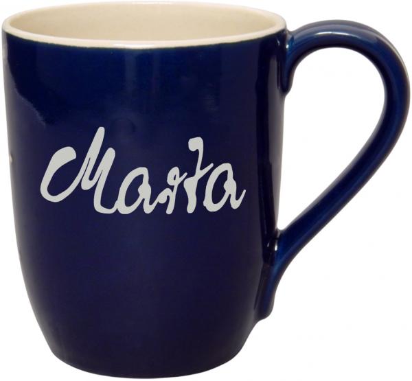 Cappuccino mit Schrift (1 Zeile) glänzend blau