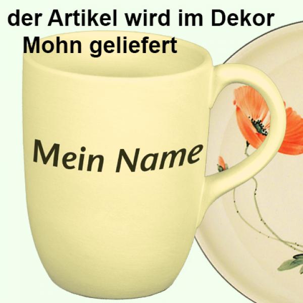 Cappuccino mit Schrift (2 Zeilen) Mohn