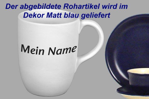 Cappuccino mit Schrift (2 Zeilen) matt blau