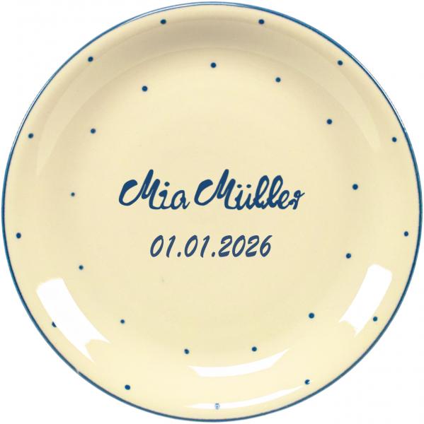 Dessertteller 19 mit Schrift (2 Zeilen)