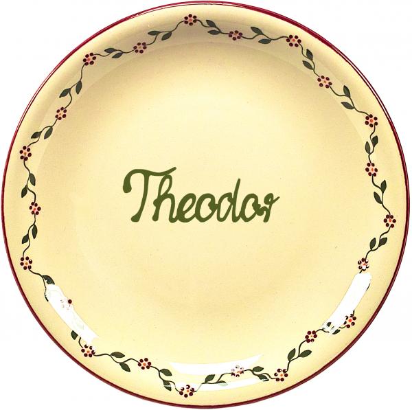 Dessertteller 19 mit Schrift (1 Zeile) Vergissmeinnicht bordeaux