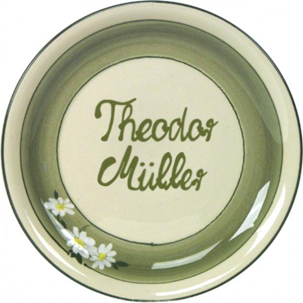 Dessertteller 19 mit Schrift (2 Zeilen) Dekor Margueritenblume