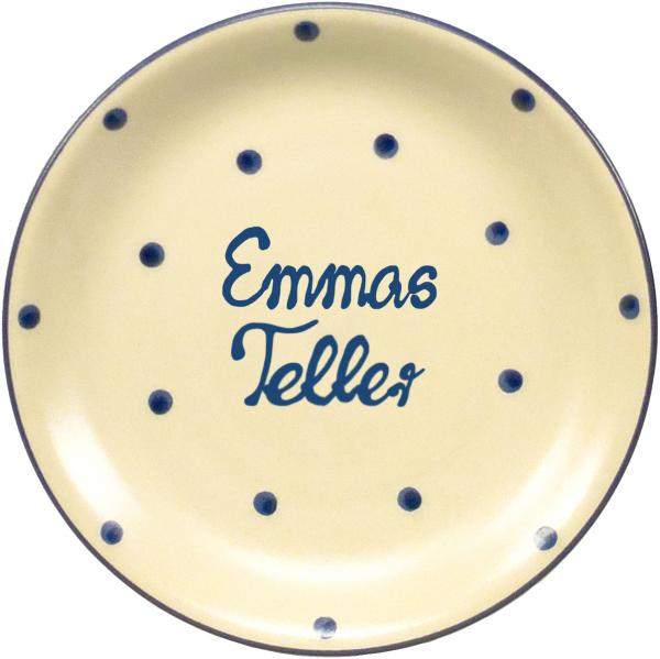 Dessertteller 19 mit Schrift (2 Zeilen) Elli blau