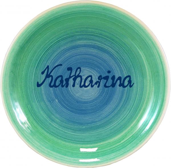 Dessertteller 19 mit Schrift (1 Zeile) Aqua