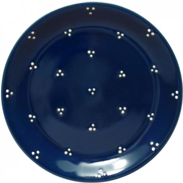 Dessertteller 19 mit Schrift (2 Zeilen) blau 3 Punkt