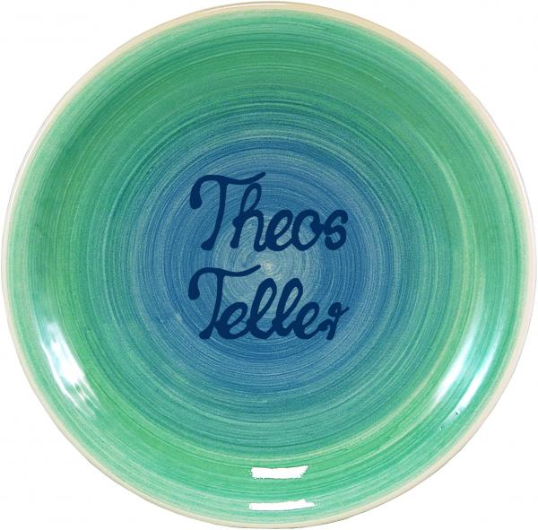 Dessertteller 19 mit Schrift (2 Zeilen) Aqua