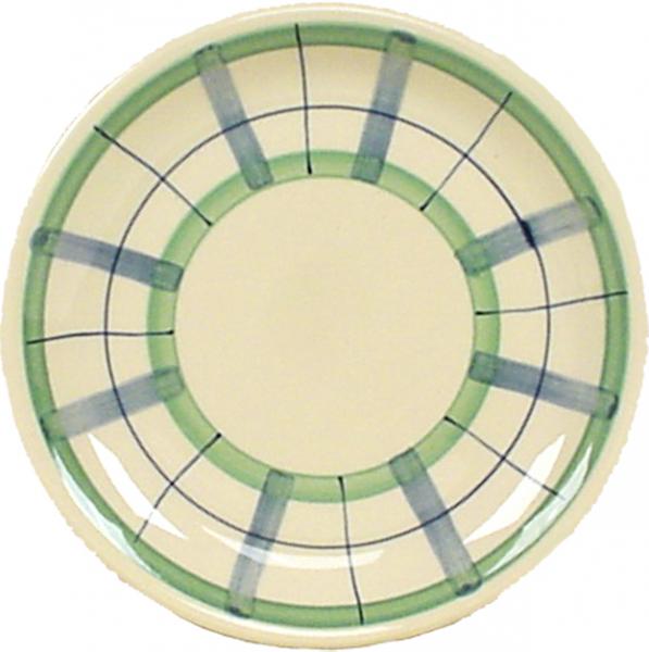 Dessertteller 19 mit Schrift (1 Zeile) karo grün-blau