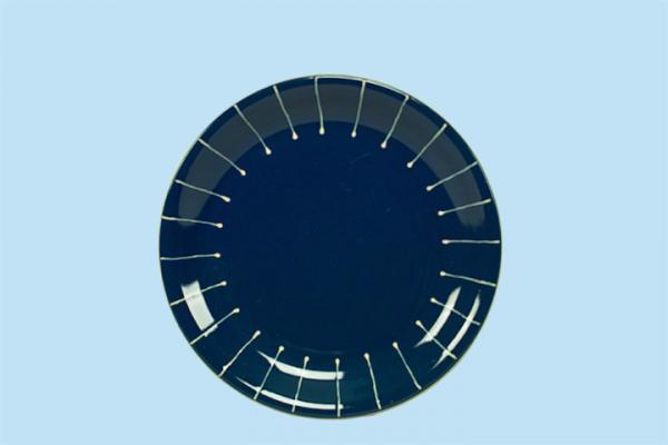 Dessertteller 19 mit Schrift (1 Zeile) Nadelstreifen blau