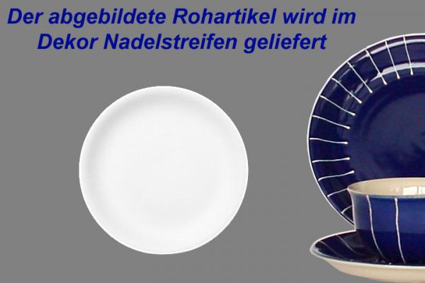Dessertteller 19 mit Schrift (1 Zeile) Nadelstreifen blau