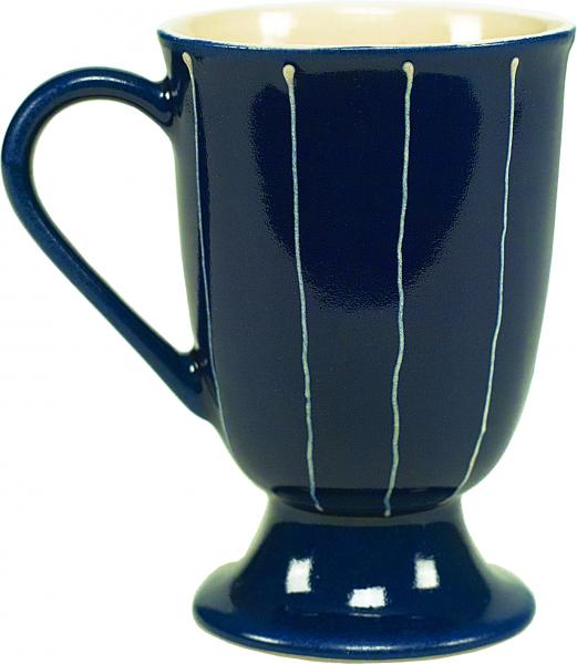 Fußtasse mit Schrift (1 Zeile) Nadelstreifen blau
