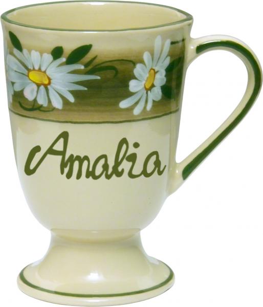 Fußtasse mit Schrift (1 Zeile) Dekor Margueritenblume