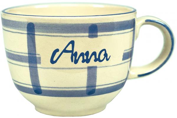 Jumbotasse mit Schrift (1 Zeile) karo