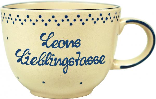 Jumbotasse mit Schrift (2 Zeilen)