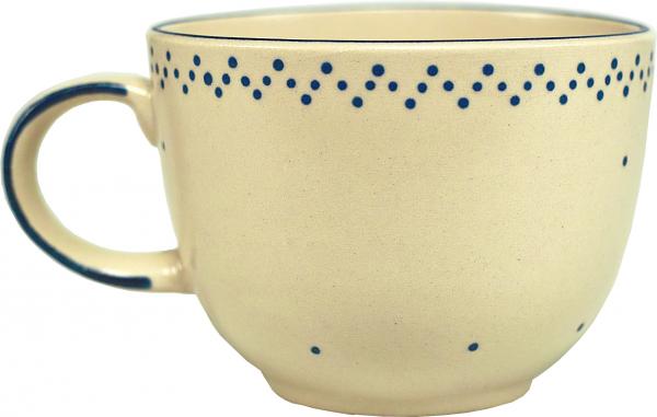 Jumbotasse mit Schrift (1 Zeile) matt hell 1 Punkt