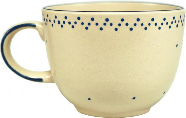 Jumbotasse mit Schrift (1 Zeile) matt hell 1 Punkt