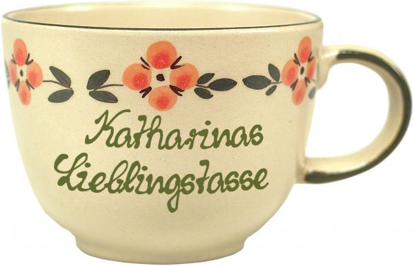 Jumbotasse mit Schrift (2 Zeilen)