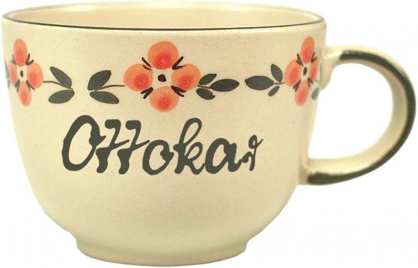 Jumbotasse mit Schrift Wilde Rose