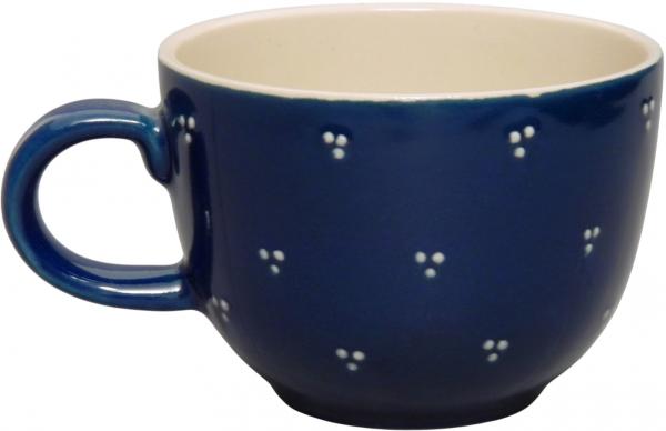 Jumbotasse mit Schrift (2 Zeilen) blau 3 Punkt