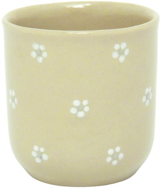 Kaffeebecher mit Schrift (2 Zeilen) Gänseblümchen