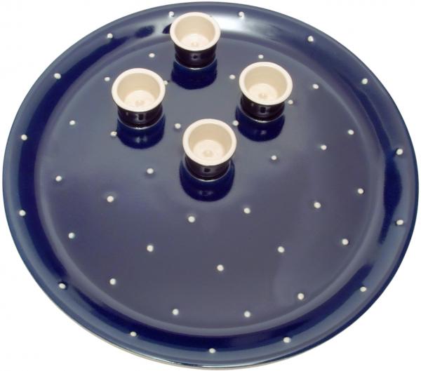 Kerzenteller blau 3 Punkt