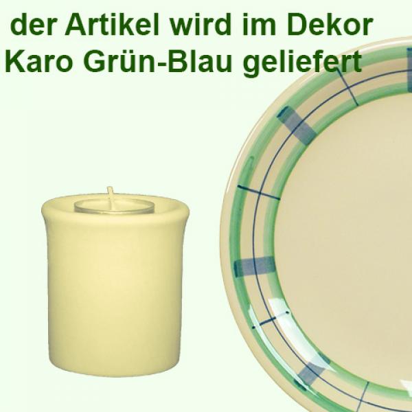 Leuchter Teelicht 7,5 Karo Grün-Blau