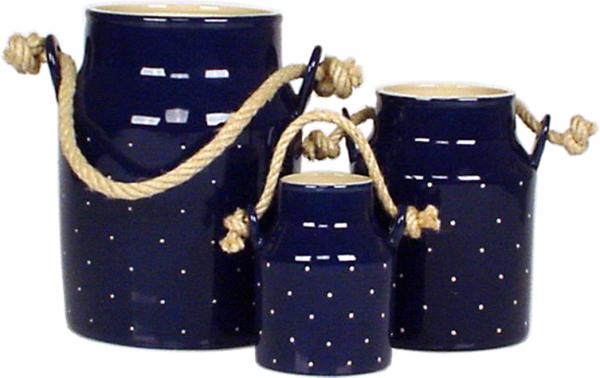 Milchkanne H 23 cm blau 3 Punkt