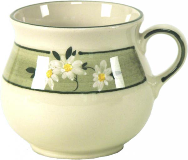 Mollytasse mit Schrift (2 Zeilen) Dekor Margueritenblume