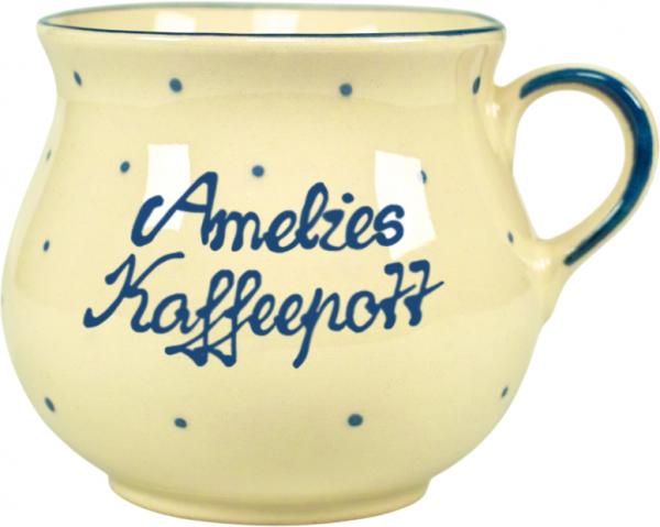 Mollytasse mit Schrift (2 Zeilen) hell 1 Punkt