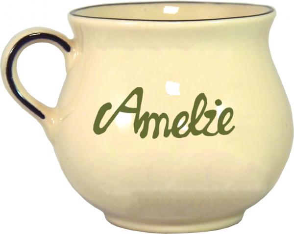 Mollytasse mit Schrift (1 Zeile) Mohn