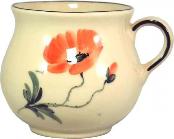 Mollytasse mit Schrift (2 Zeilen) Mohn
