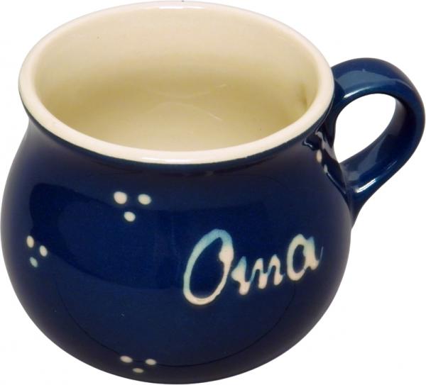 Mollytasse mit Schrift (1 Zeile) blau 3 Punkt